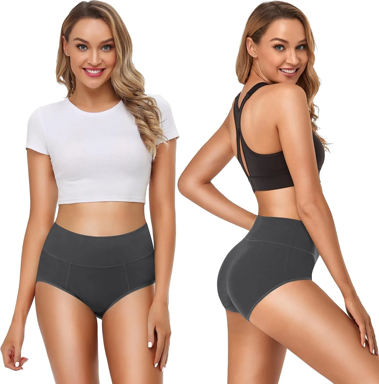 OLIKEME Cotton Underwear High Waisted Panties Full Coverage Underpants Soft Strech Ladies Briefs for Women Multi Pack