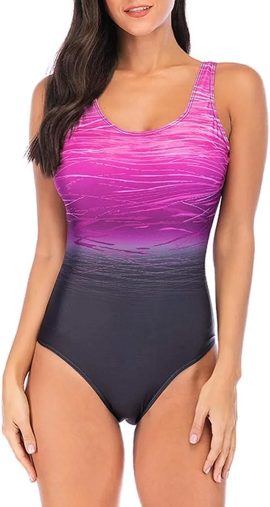 One Piece Swimsuit for Women Tummy Control Swimming Costume Padded Push up Backless Bathing Suits Slim Fit Swimwear