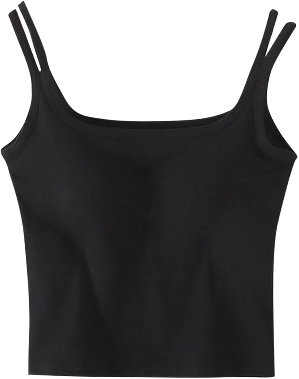 Padded Tank Tops for Women Pure Classic Fit Smooth Soft High Stretch Basic Tanks Casual Trendy Undershirts