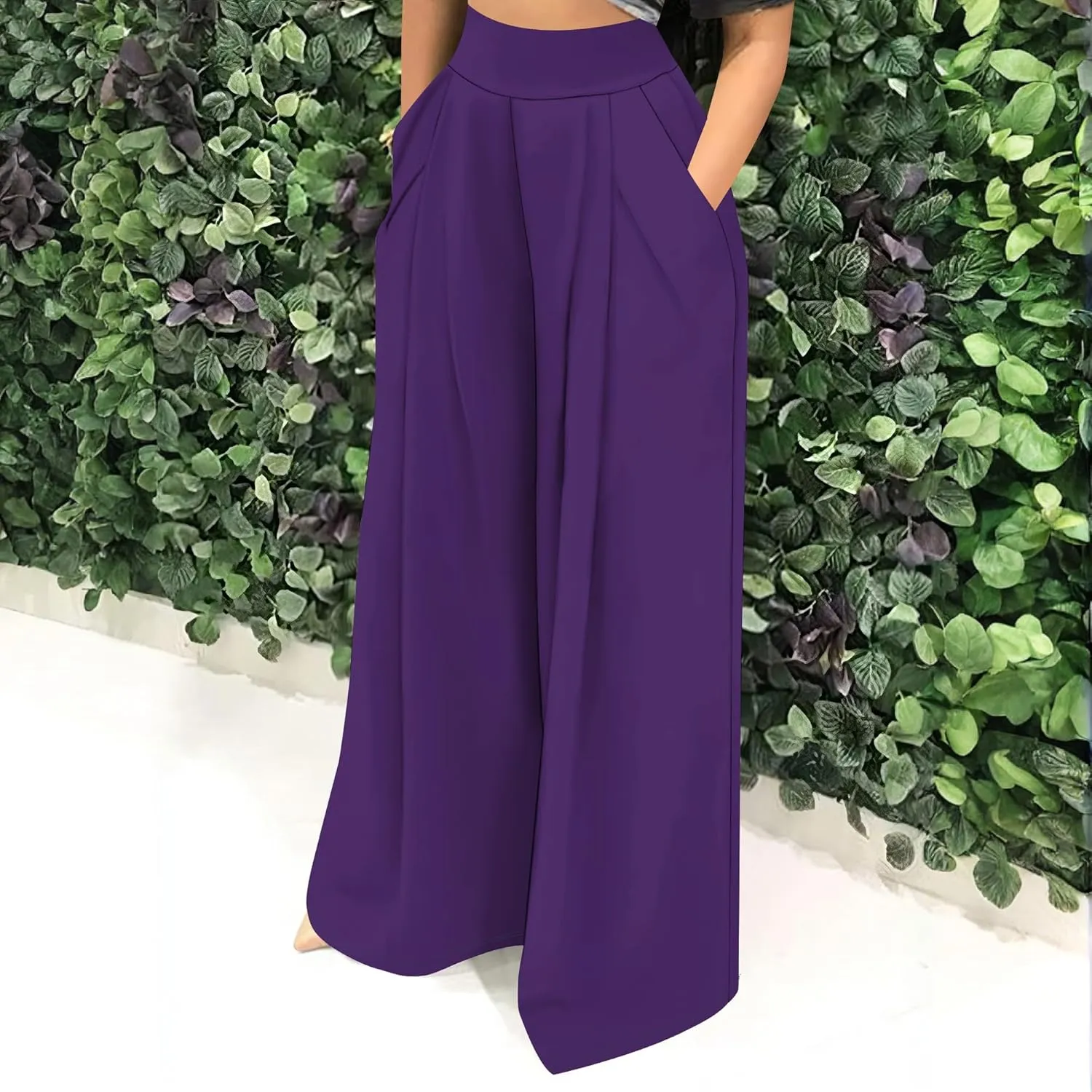 Palazzo Pants for Women Flowy Wide Leg High Waisted Trousers Long Dressy Bottoms