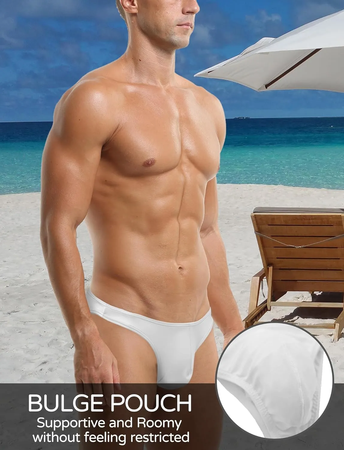 Panegy Men's Swimwear Briefs Sexy Low Waist Swim Bottoms Summer Beach Swim Thongs 3 Pack