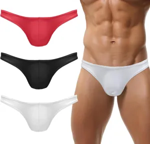 Panegy Men's Swimwear Briefs Sexy Low Waist Swim Bottoms Summer Beach Swim Thongs 3 Pack