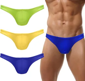 Panegy Men's Swimwear Briefs Sexy Low Waist Swim Bottoms Summer Beach Swim Thongs 3 Pack