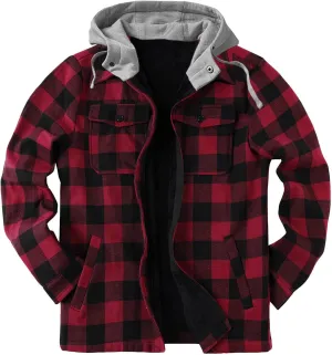Plaid Hoodies Jackets for Men Loose Long Sleeve Fitted Button Down Lightweight Lined Button Down Padded Jackets Color
