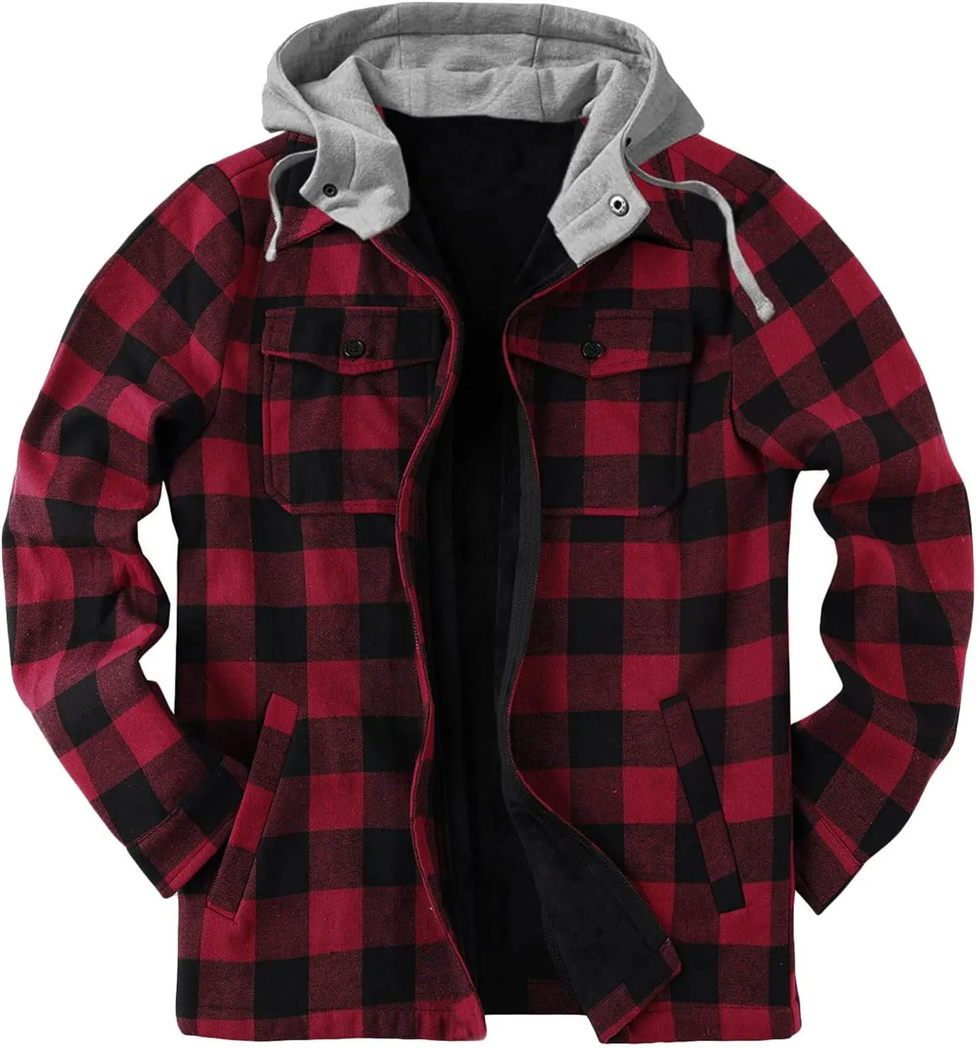 Plaid Hoodies Jackets for Men Loose Long Sleeve Fitted Button Down Lightweight Lined Button Down Padded Jackets Color