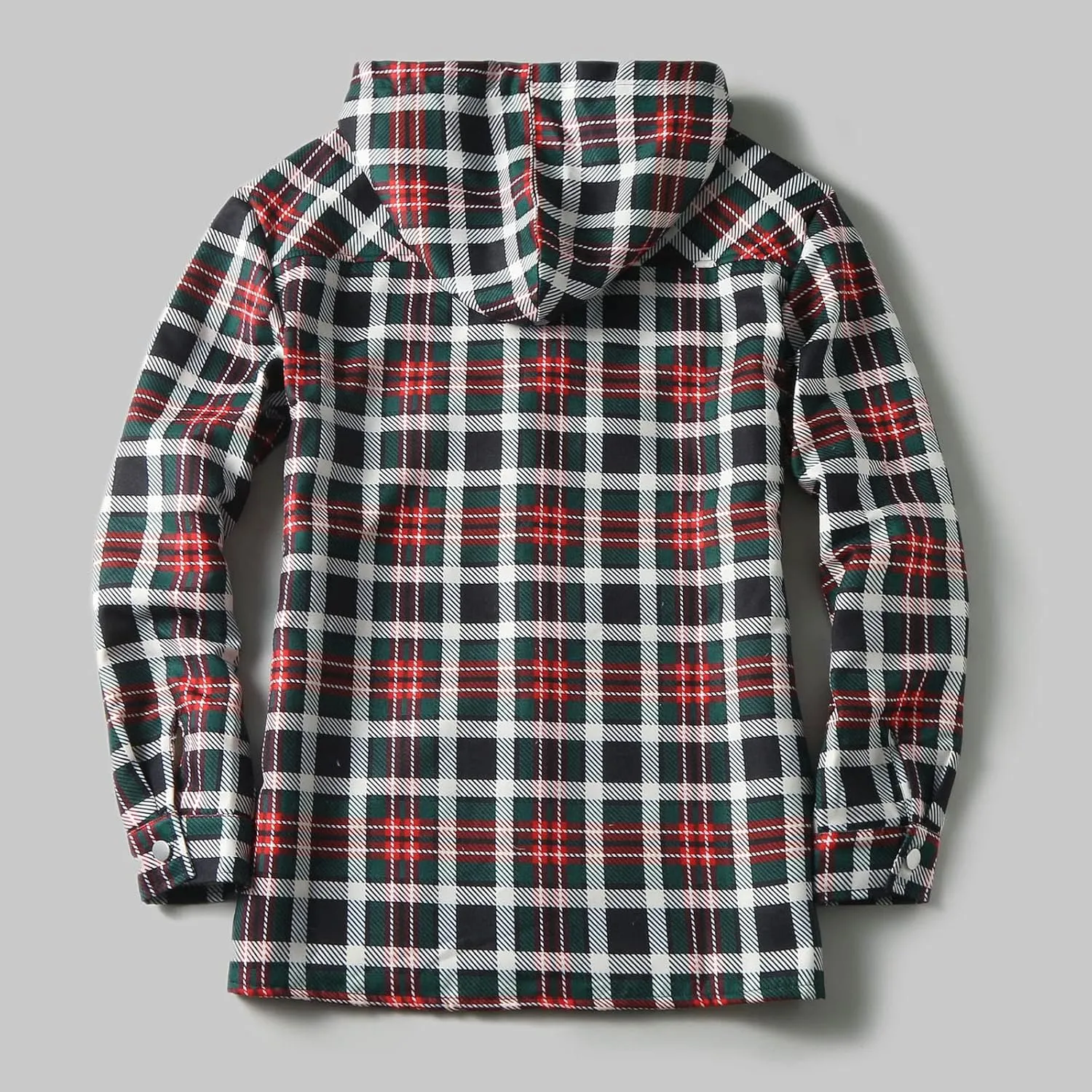 Plaid Hoodies Jackets for Men Regular Fit Long Sleeve Full-Zip Fleece Lined Casual Plaid Jacket Color Block Stitching