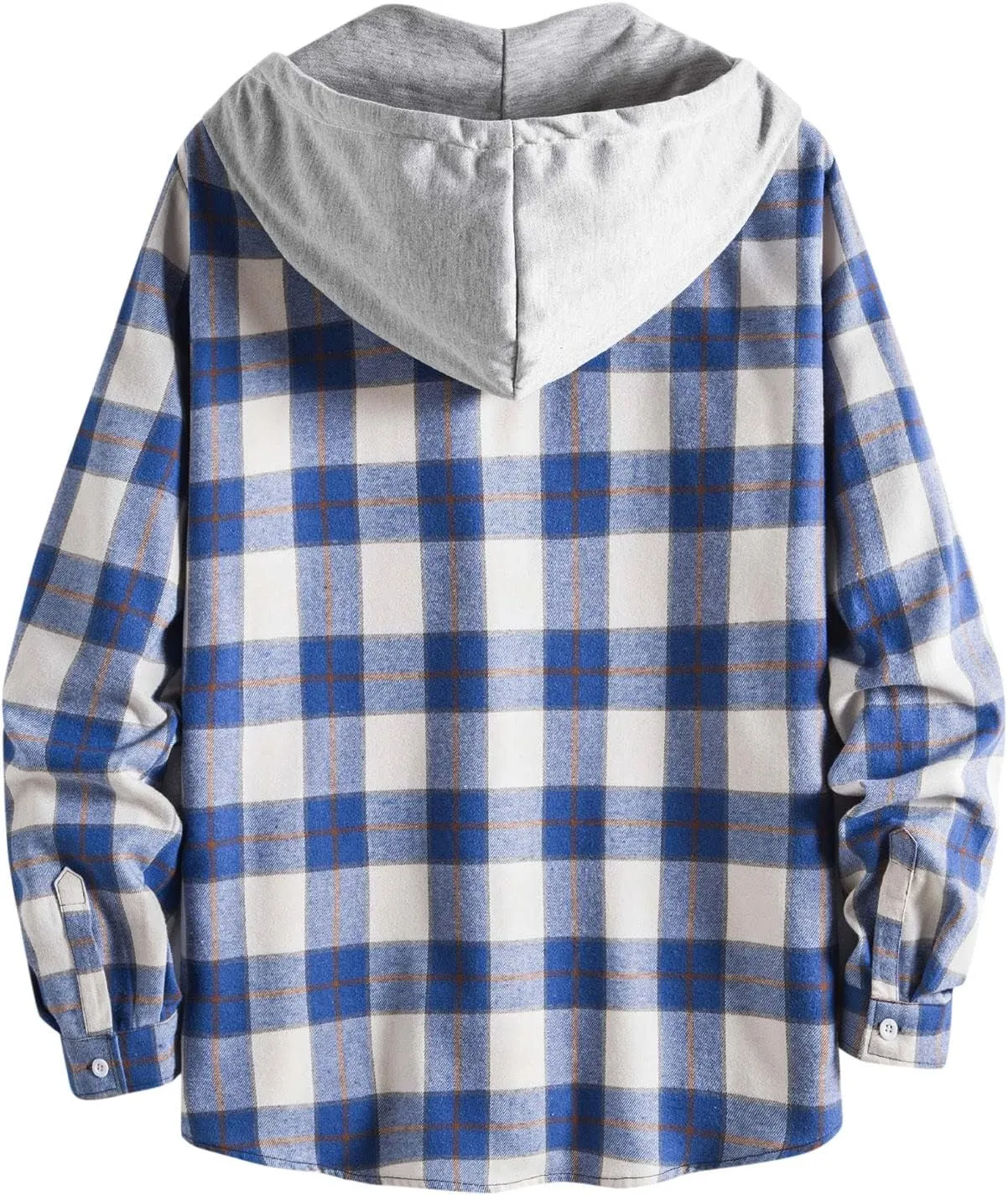 Plaid Hoodies Jackets for Men Regular Fit Long Sleeve Full-Zip Fleece Lined Casual Plaid Jacket Patchwork Color Block