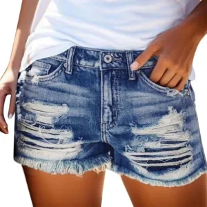 Plus Size Denim Bermuda Shorts For Women Jean Shorts High Waisted Ripped Shorts Distressed Jean Shorts for Summer