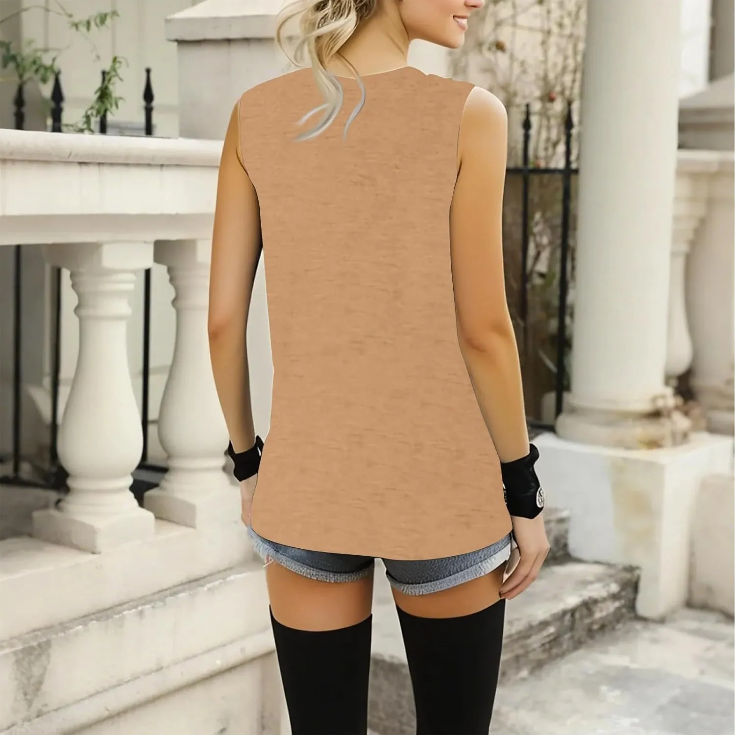 Plus Size Tank Tops for Women 2025 Sleeveless Summer Casual V Neck Camisole Solid Workout Tanks