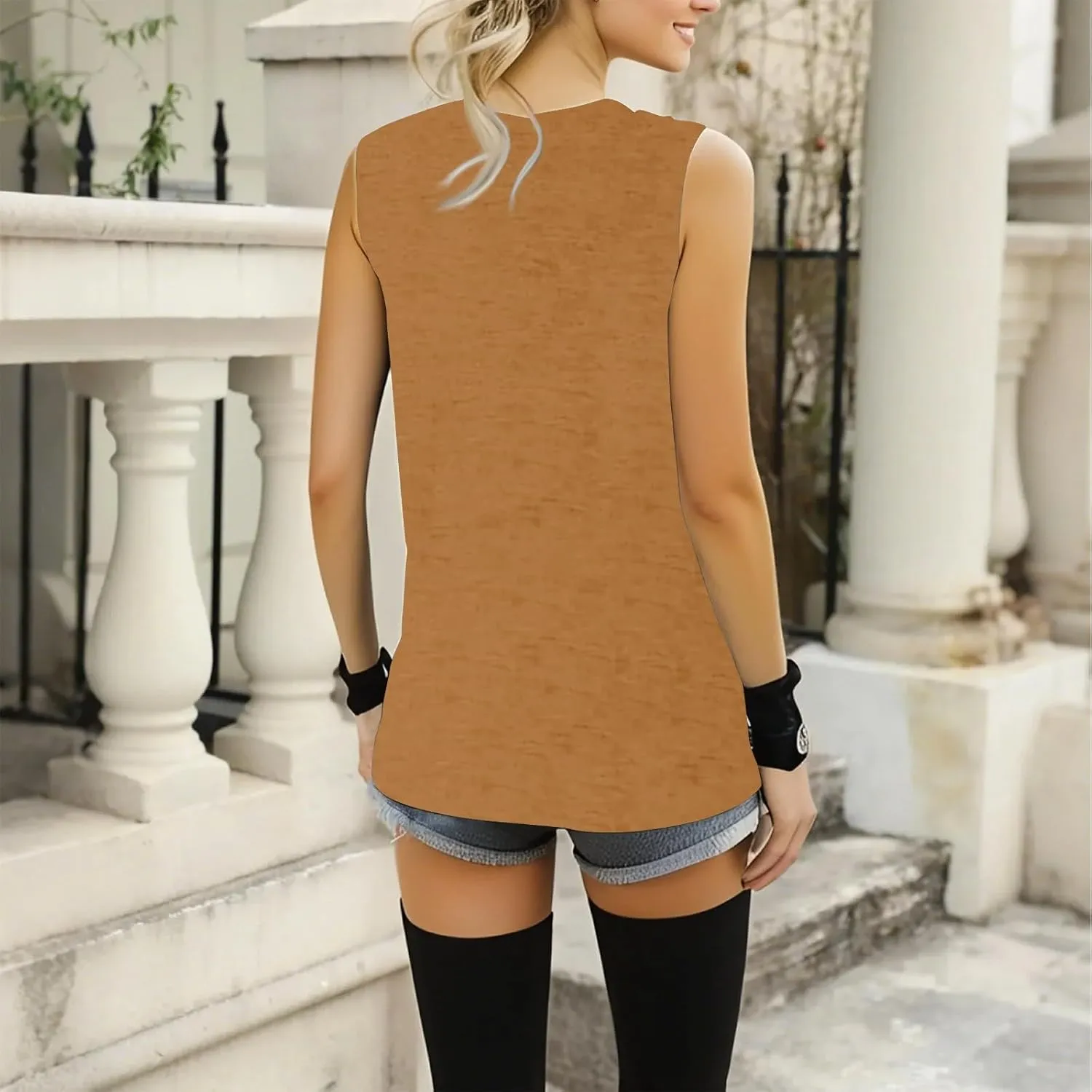 Plus Size Tank Tops for Women 2025 Sleeveless Summer Casual V Neck Camisole Solid Workout Tanks