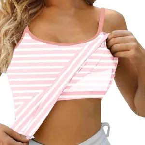Plus Size Tank Tops for Women Striped Fashion Casual Tanks Sleeveless Comfortable T-Shirt Outfits for Sleep