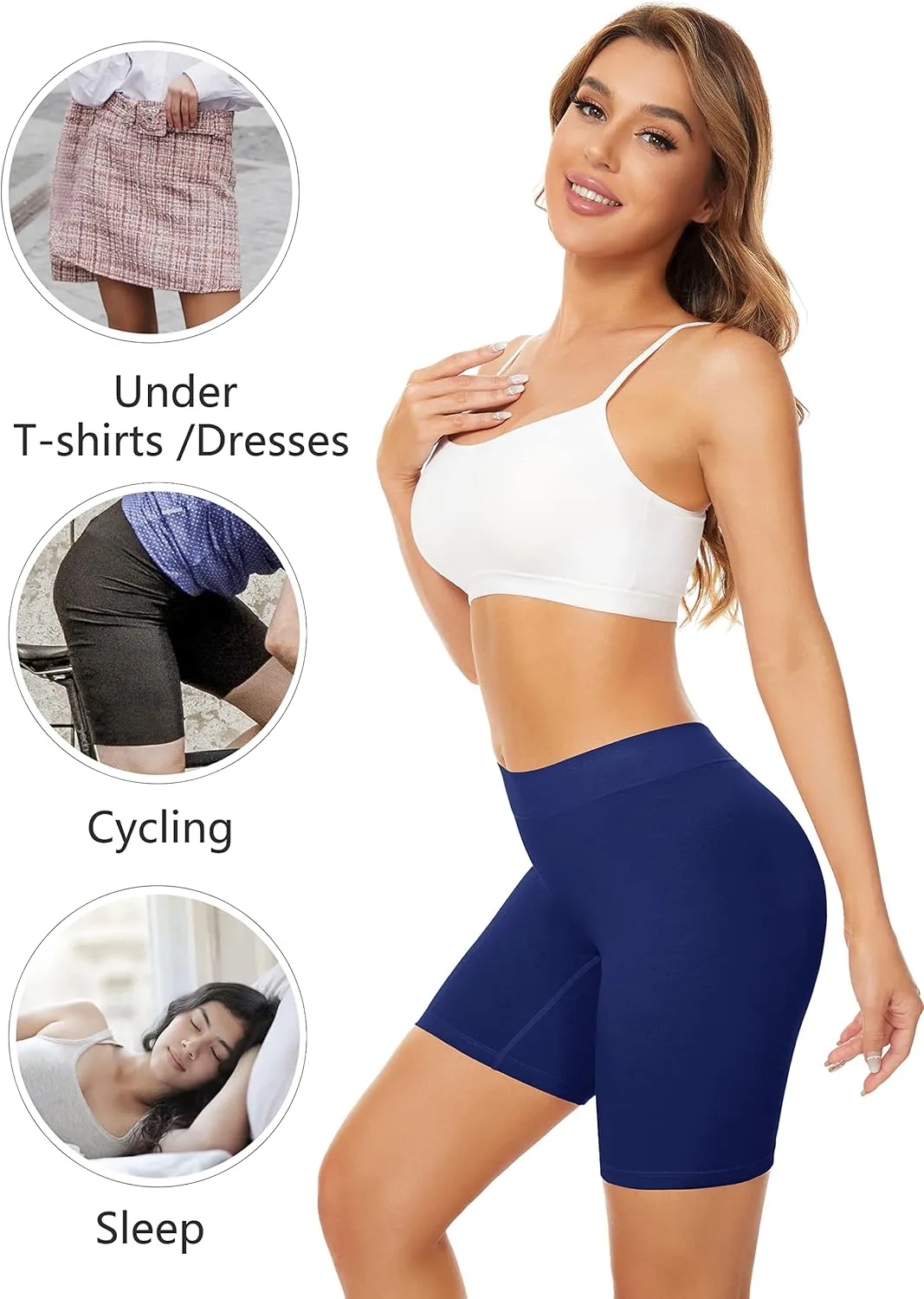 POKARLA 4 Pack Women's Cotton Underwear Boxer Shorts Anti Chafing Bike Shorts Boyshorts Panties Regular & Plus Size