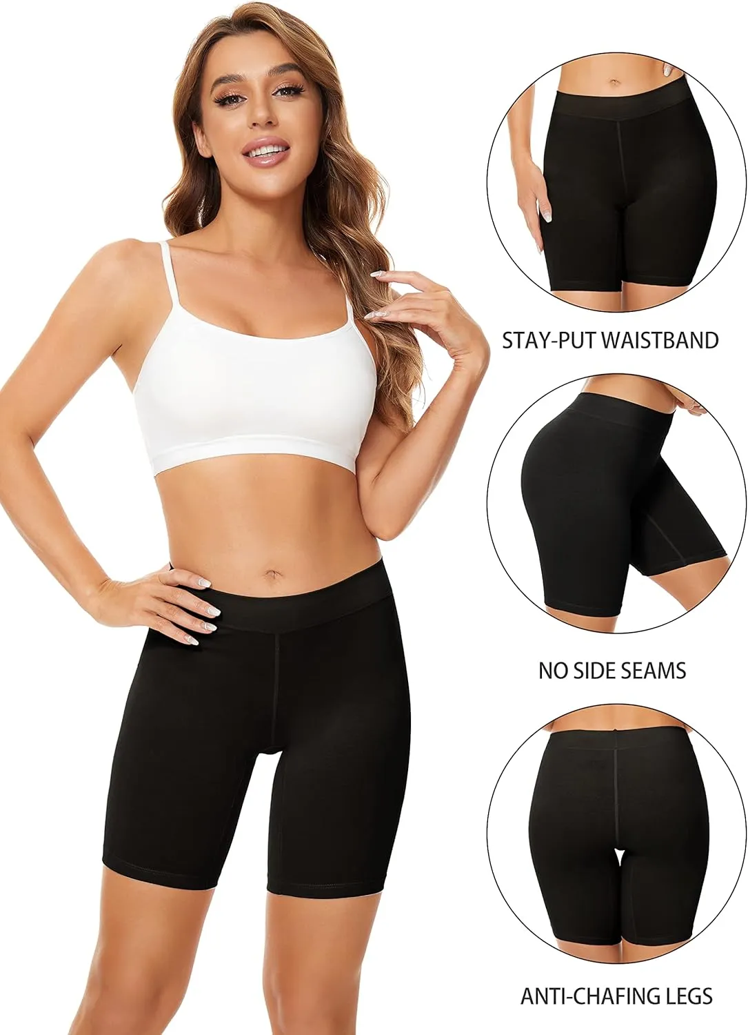 POKARLA 4 Pack Women's Cotton Underwear Boxer Shorts Anti Chafing Bike Shorts Boyshorts Panties Regular & Plus Size