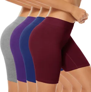 POKARLA 4 Pack Women's Cotton Underwear Boxer Shorts Anti Chafing Bike Shorts Boyshorts Panties Regular & Plus Size
