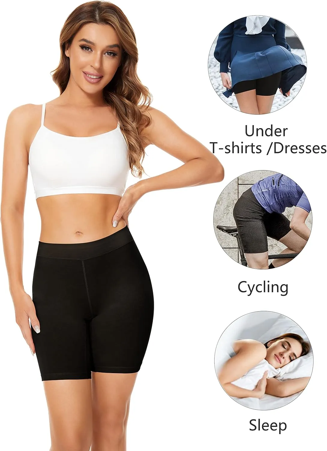 POKARLA 4 Pack Women's Cotton Underwear Boxer Shorts Anti Chafing Bike Shorts Boyshorts Panties Regular & Plus Size