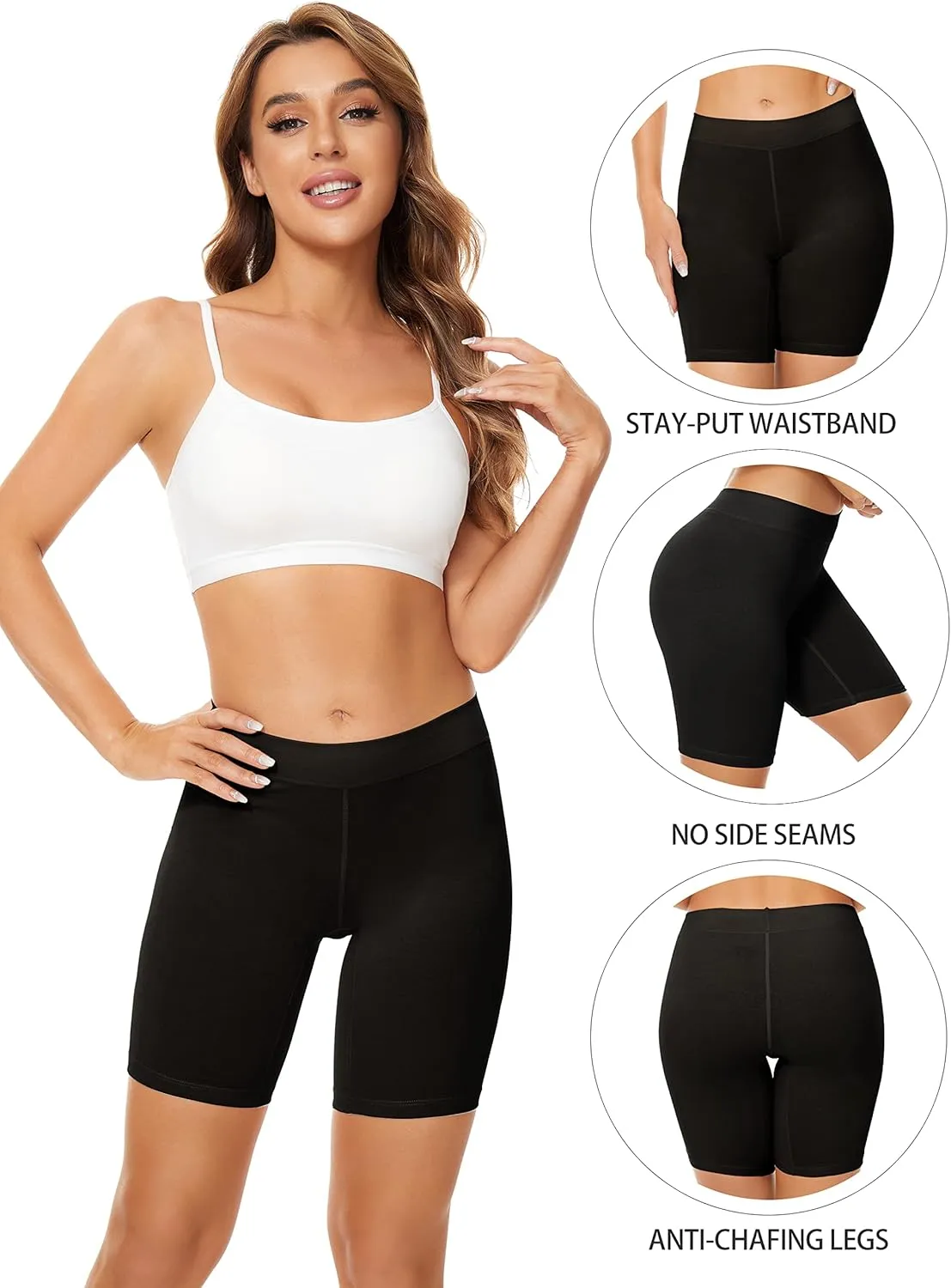 POKARLA 4 Pack Women's Cotton Underwear Boxer Shorts Anti Chafing Bike Shorts Boyshorts Panties Regular & Plus Size