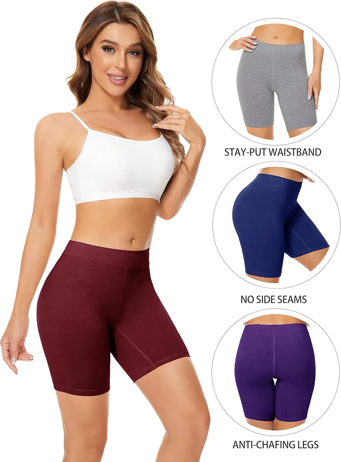 POKARLA 4 Pack Women's Cotton Underwear Boxer Shorts Anti Chafing Bike Shorts Boyshorts Panties Regular & Plus Size
