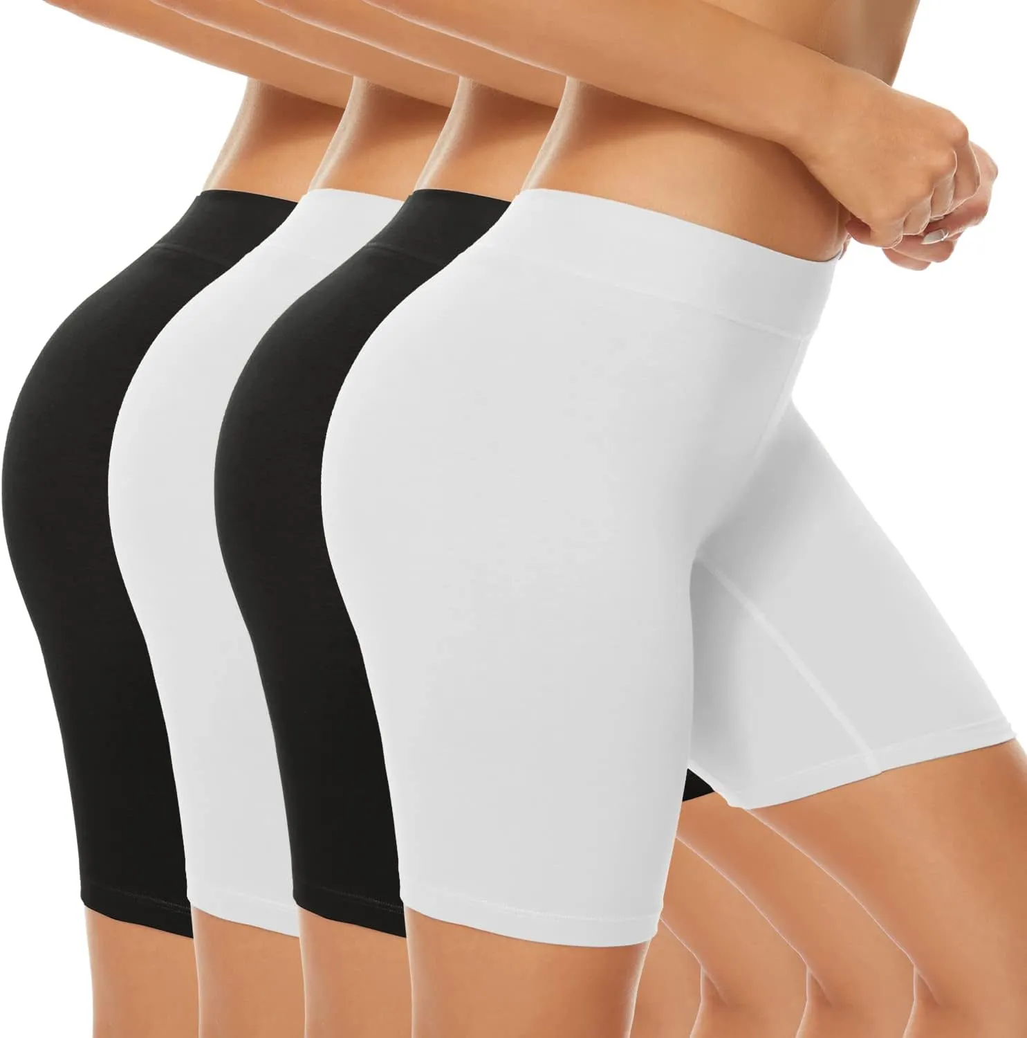 POKARLA 4 Pack Women's Cotton Underwear Boxer Shorts Anti Chafing Bike Shorts Boyshorts Panties Regular & Plus Size