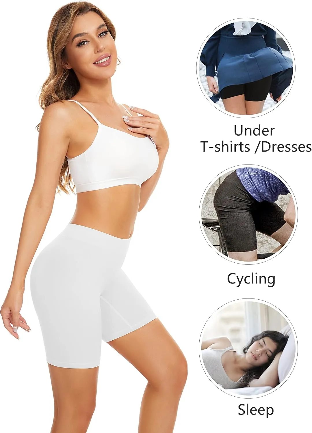 POKARLA 4 Pack Women's Cotton Underwear Boxer Shorts Anti Chafing Bike Shorts Boyshorts Panties Regular & Plus Size