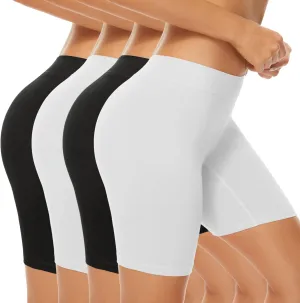 POKARLA 4 Pack Women's Cotton Underwear Boxer Shorts Anti Chafing Bike Shorts Boyshorts Panties Regular & Plus Size