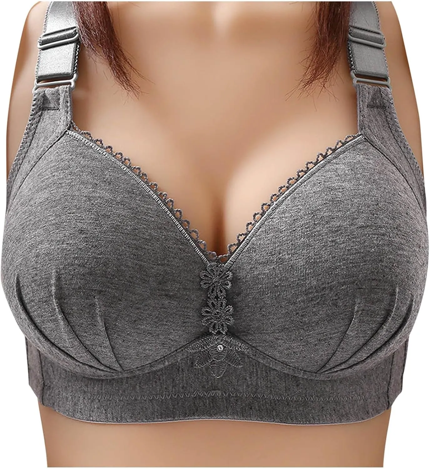 Push Up Bra for Women Plus Size Comfort Breathable Brassiere Wide Back Super Padded T-Shirt Bras Add Two Cups
