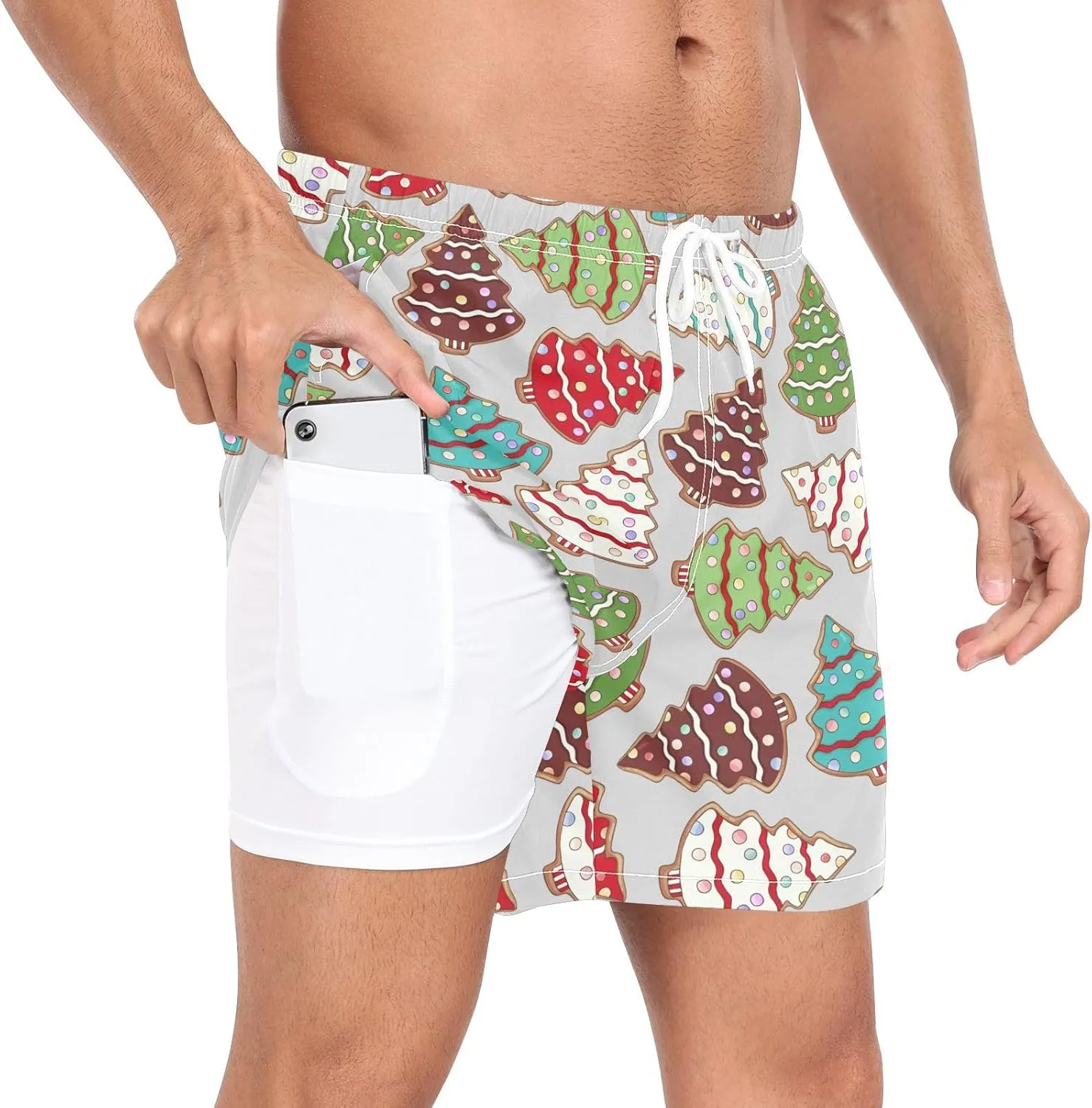 QUGRL Mens 2 in 1 Athletic Shorts with Pockets Quick Dry Running Shorts for Men Training Workout Gym Sports Outdoor