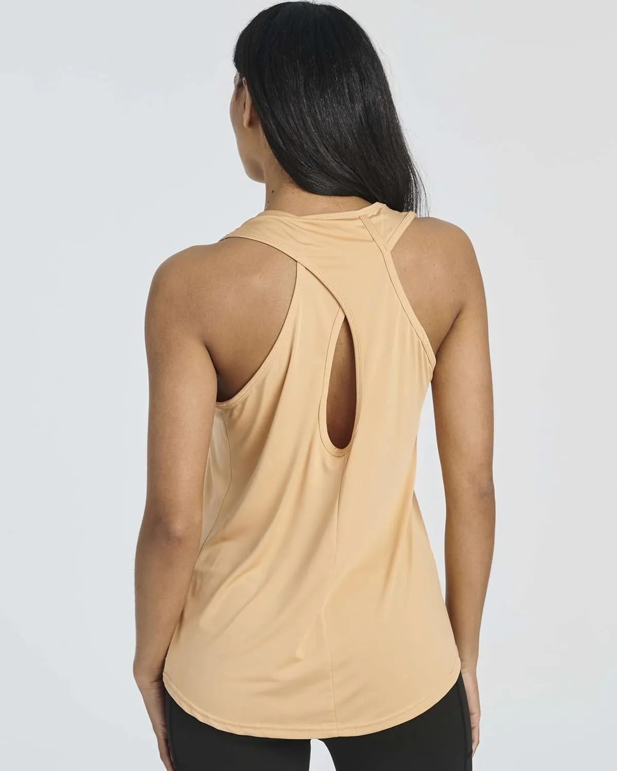 Real Essentials 5 Pack: Women's Crossback Keyhole Open Back Workout Tank Top Dry-Fit Sleeveless Yoga Gym (Available in Plus)