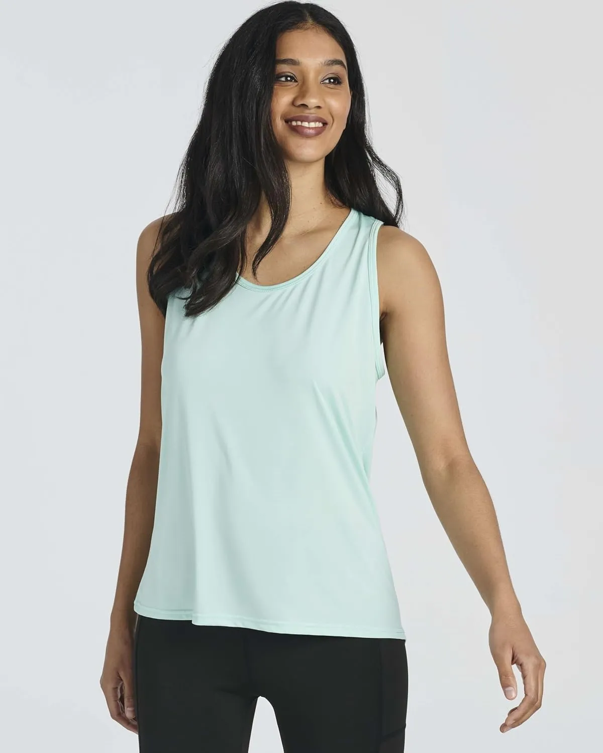 Real Essentials 5 Pack: Women's Crossback Keyhole Open Back Workout Tank Top Dry-Fit Sleeveless Yoga Gym (Available in Plus)