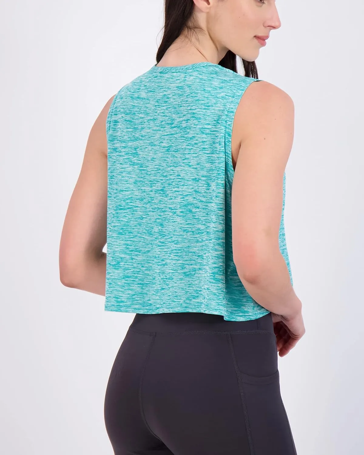 Real Essentials 5 Pack: Women's Dry Fit Crop Summer Tank Top - Gym Yoga Workout Sports Tee (Available in Plus Size)
