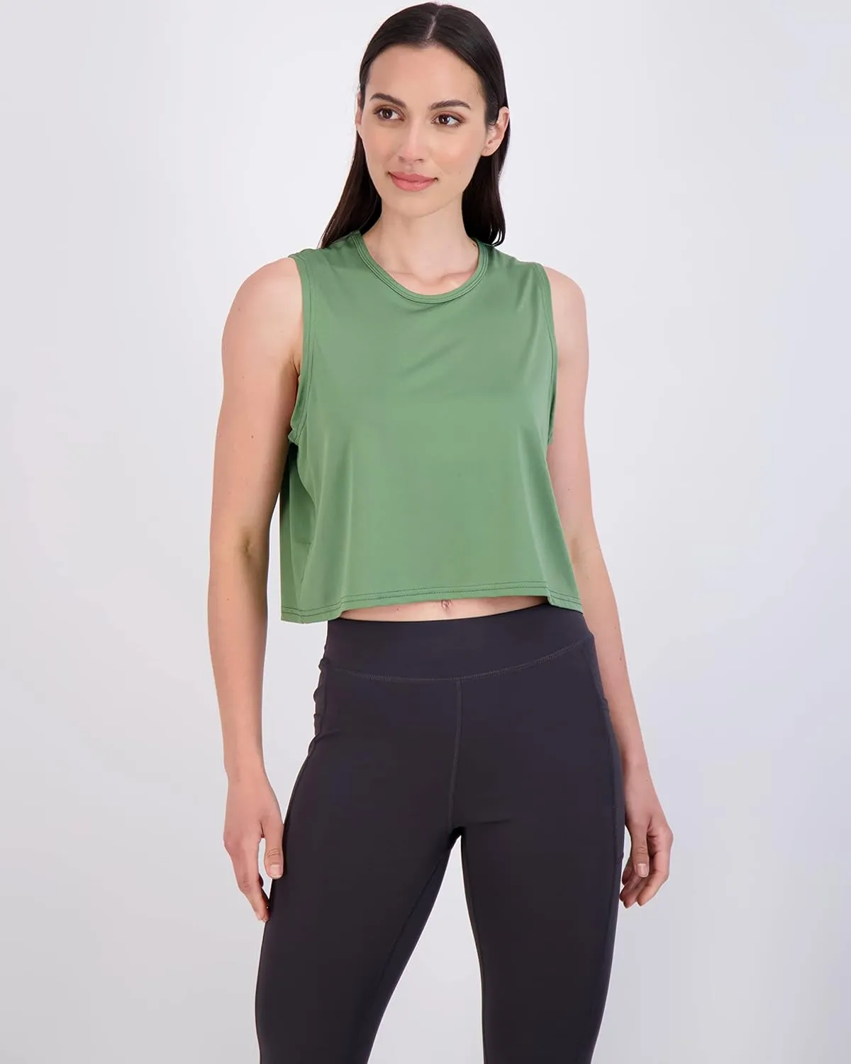 Real Essentials 5 Pack: Women's Dry Fit Crop Summer Tank Top - Gym Yoga Workout Sports Tee (Available in Plus Size)