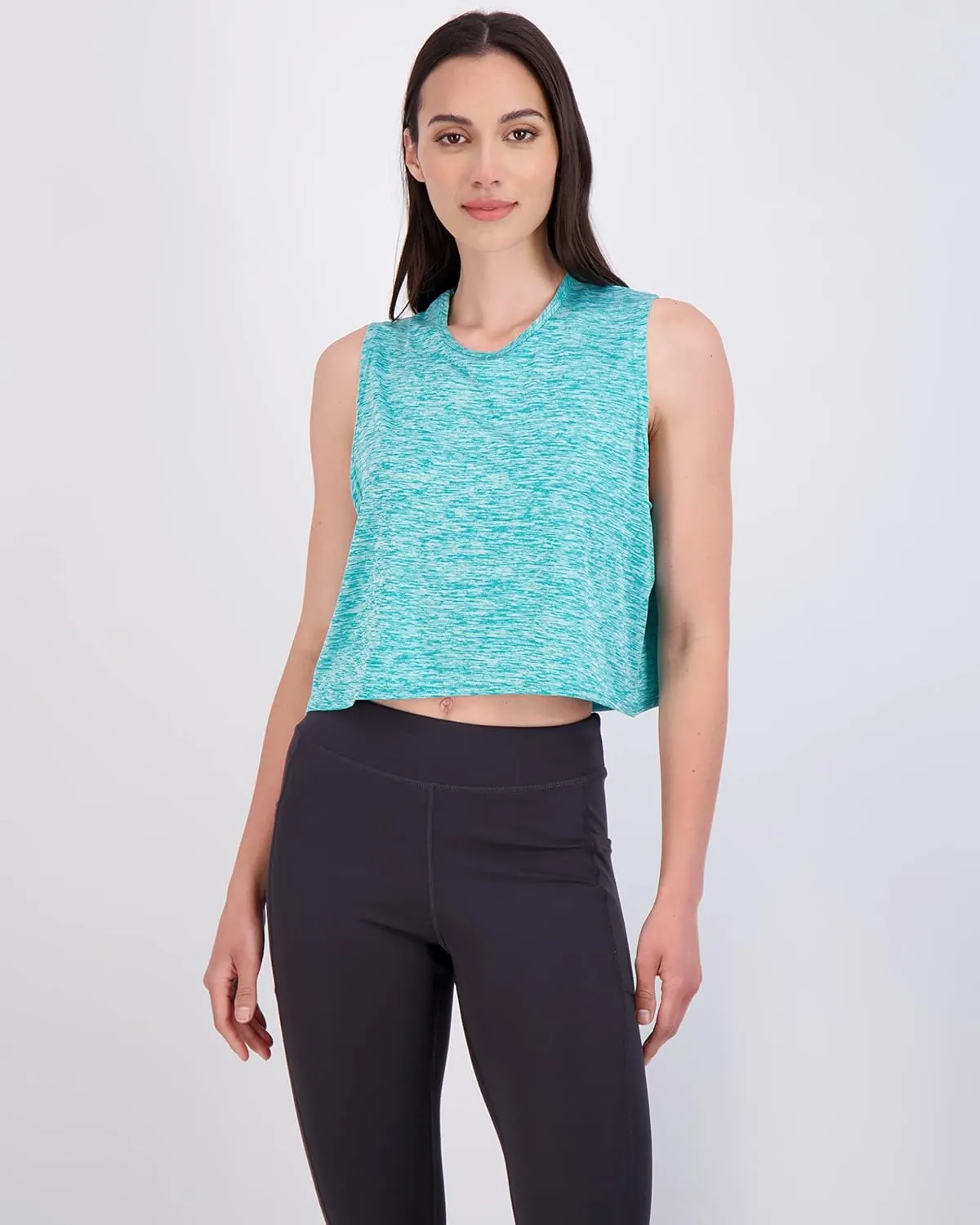 Real Essentials 5 Pack: Women's Dry Fit Crop Summer Tank Top - Gym Yoga Workout Sports Tee (Available in Plus Size)