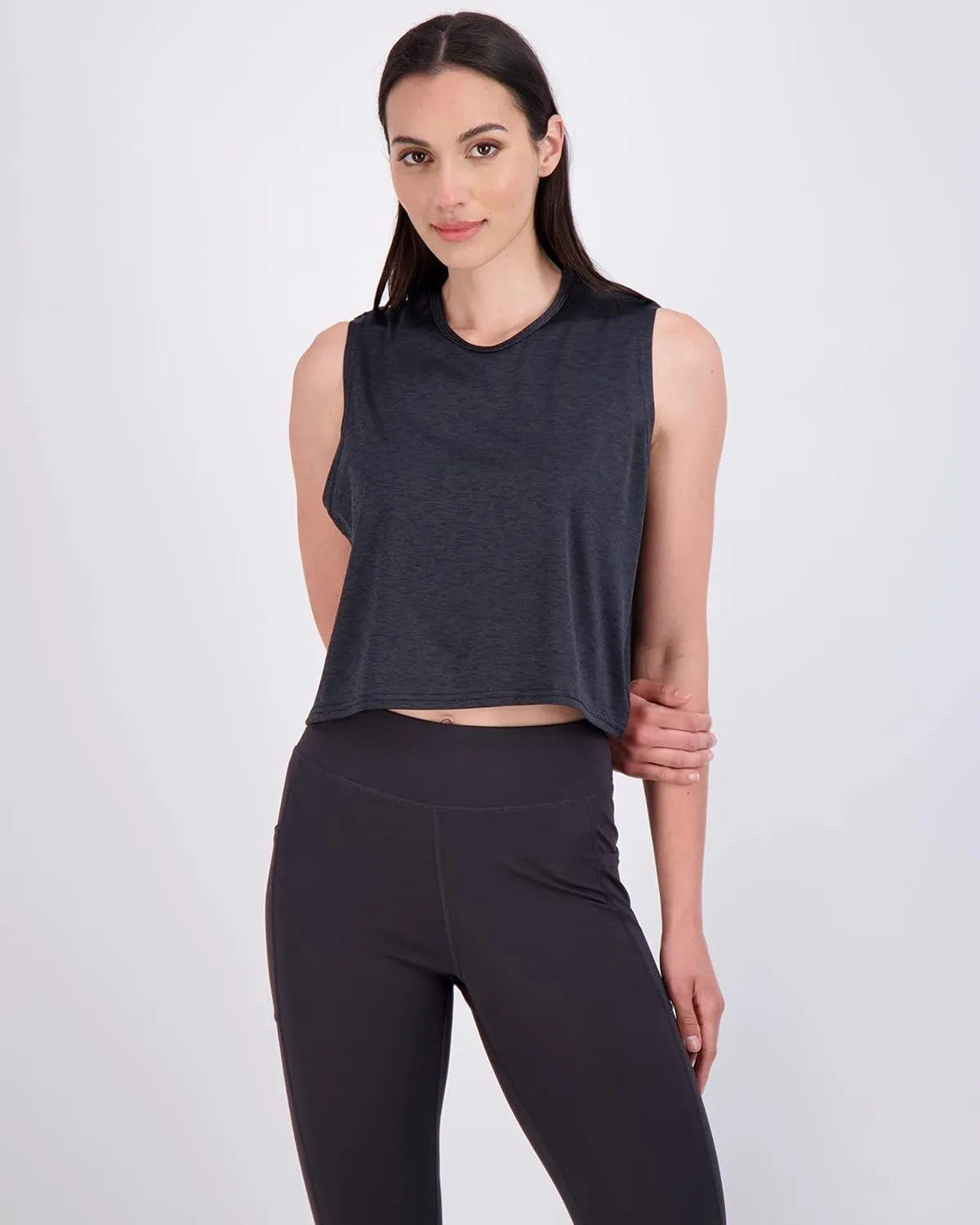 Real Essentials 5 Pack: Women's Dry Fit Crop Summer Tank Top - Gym Yoga Workout Sports Tee (Available in Plus Size)