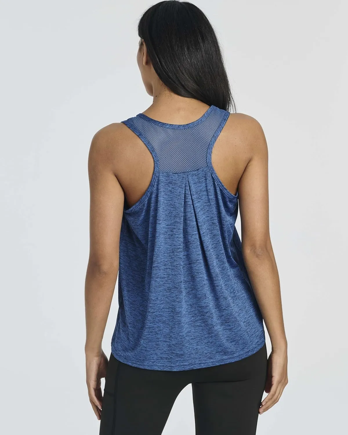 Real Essentials 5 Pack: Women's Racerback Workout Tank Top Mesh Back Dry-Fit Sleeveless Running Gym (Available in Plus Size)