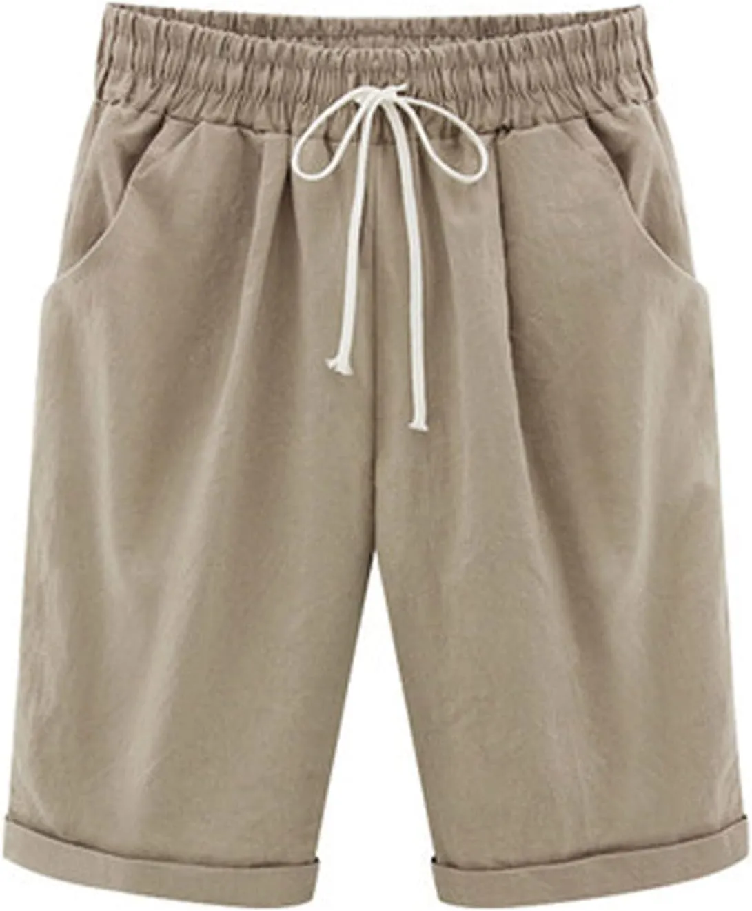 sdbrld Bermuda Shorts for Women,Womens Bermuda Shorts Trendy Summer Drawstring Shorts High Waisted Cotton Athletic Shorts