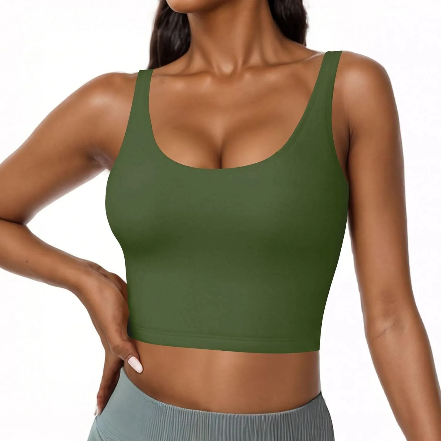 Seamless Workout Tank Tops for Women Summer Racerback Sleeveless Tops with Built-in Bra U-Back Athletic Gym Yoga Shirt