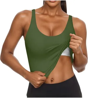 Seamless Workout Tank Tops for Women Summer Racerback Sleeveless Tops with Built-in Bra U-Back Athletic Gym Yoga Shirt