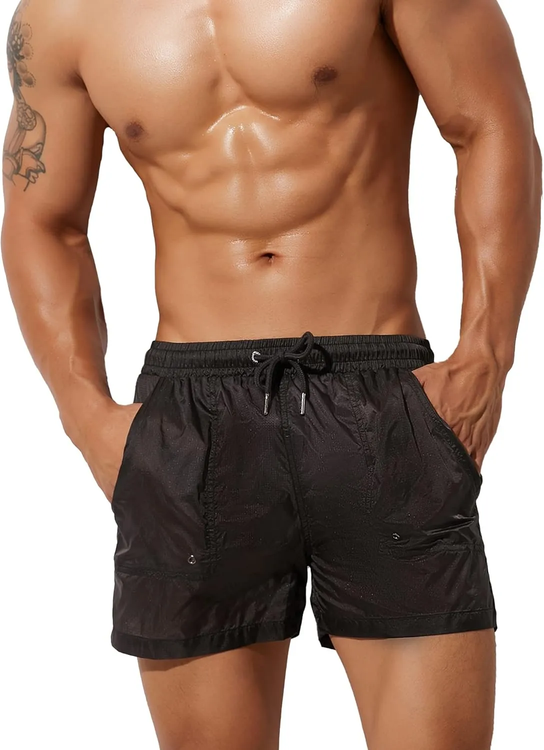Sexy Men's Mesh Shorts Boxer Briefs Lounge See Through Hollow Lingerie Underpants