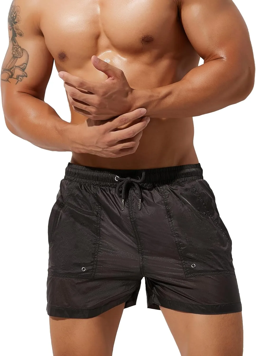 Sexy Men's Mesh Shorts Boxer Briefs Lounge See Through Hollow Lingerie Underpants