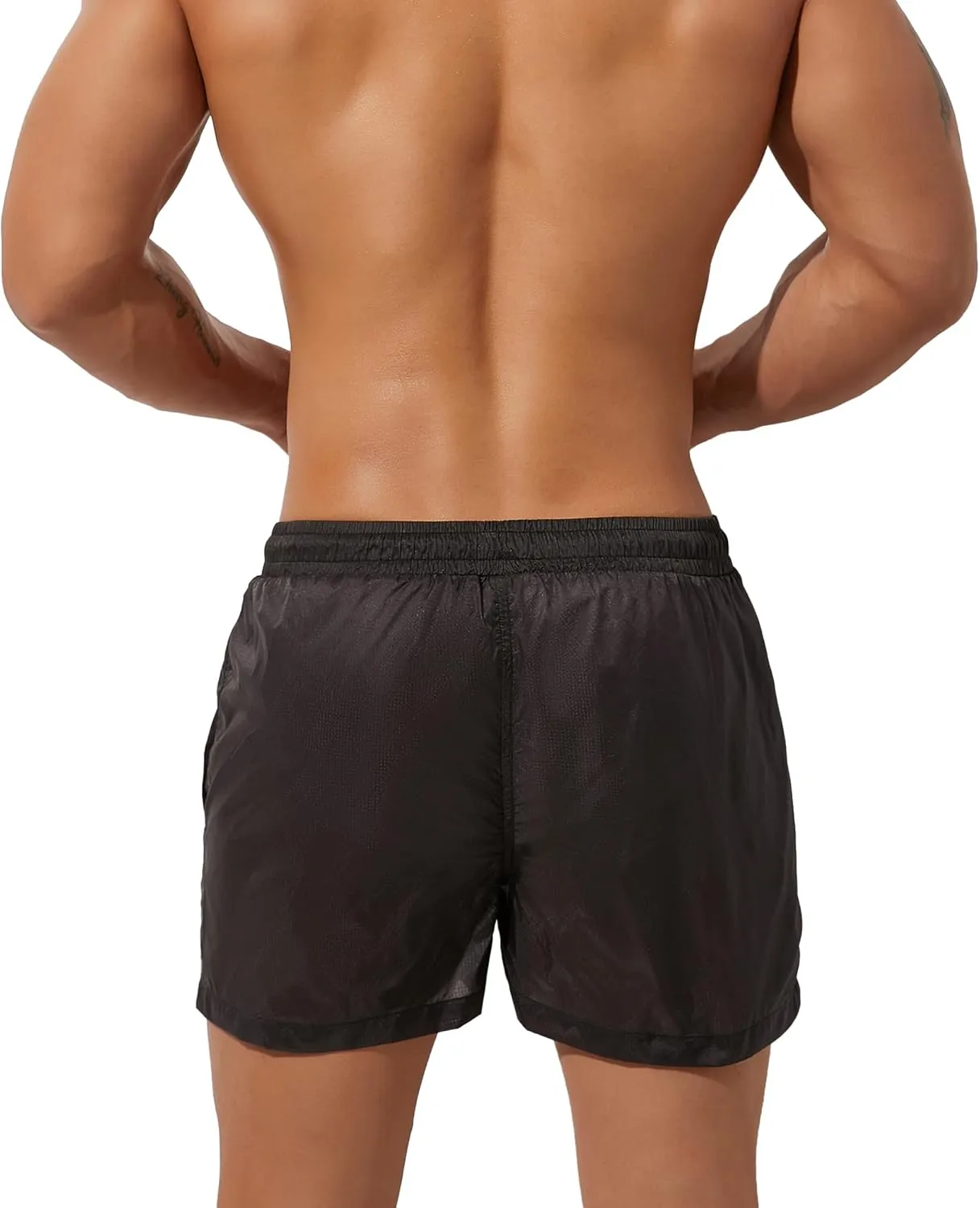 Sexy Men's Mesh Shorts Boxer Briefs Lounge See Through Hollow Lingerie Underpants