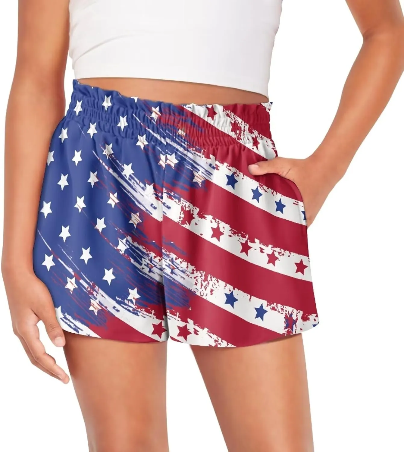 Shorts for Girls 3-16Y Athletic Shorts Summer High Waist Running Shorts Soft Dance Yoga Shorts with Pockets