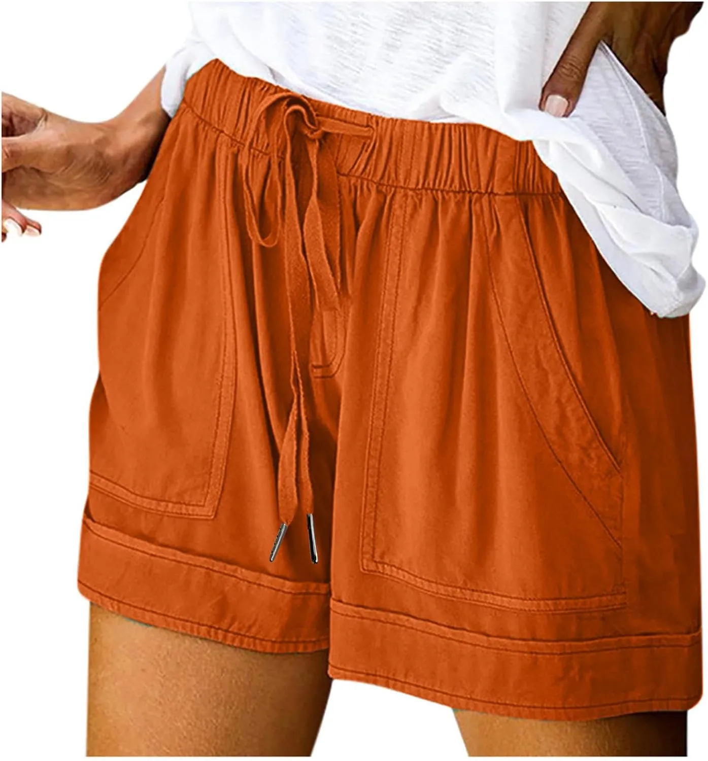 Shorts for Women 2024 Drawstring High Waisted Summer Bermuda Shorts Soft Trendy Lounge Shorts Beach Vacation Shorts