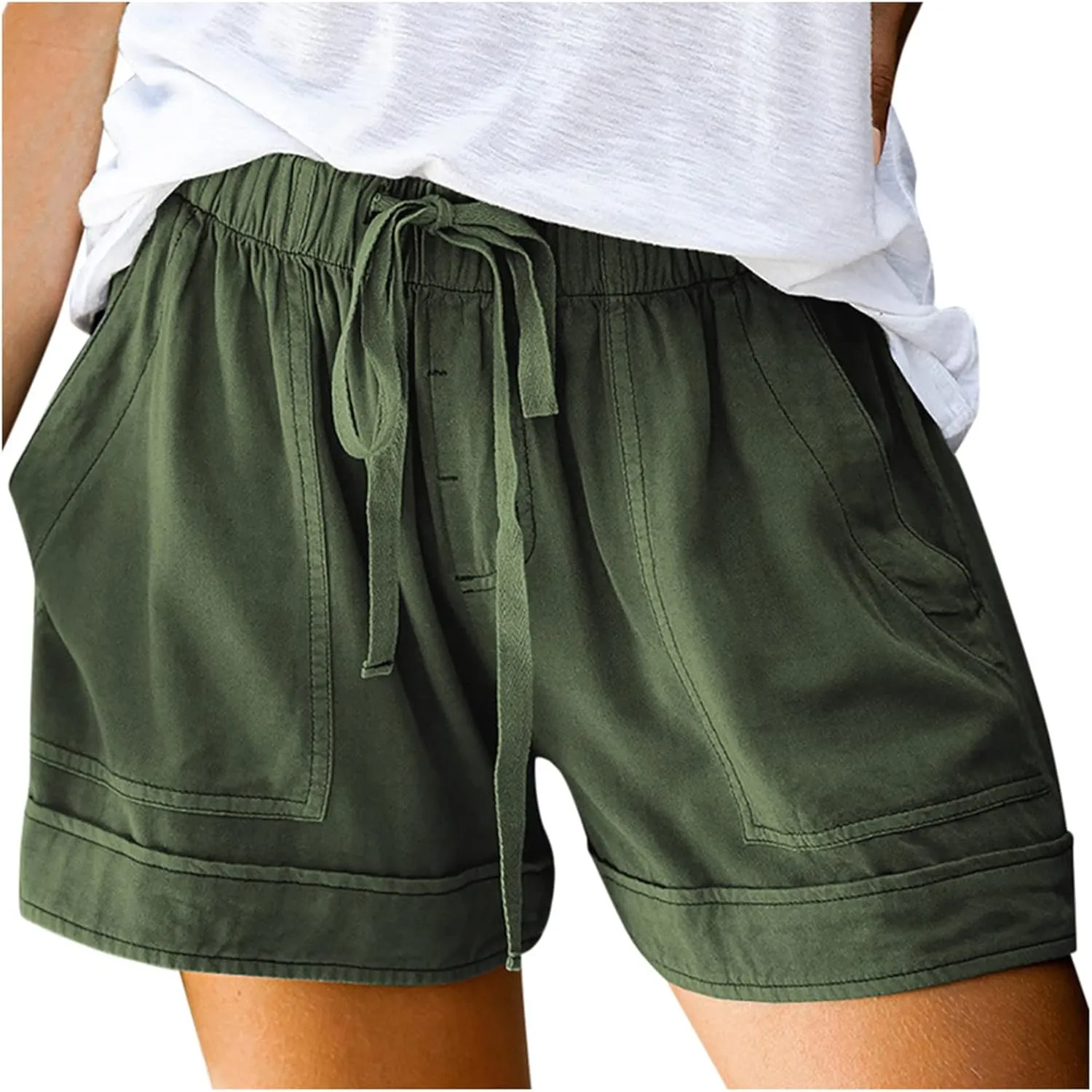 Shorts for Women 2024 Drawstring High Waisted Summer Bermuda Shorts Soft Trendy Lounge Shorts Beach Vacation Shorts