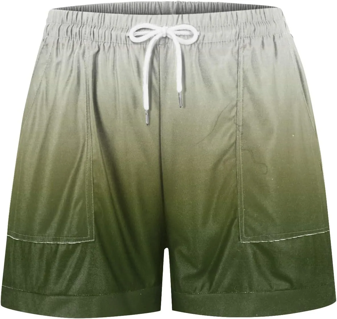Shorts for Women Summer Linen Shorts Elastic Waist Shorts Casual Beach Shorts Wide Leg Shorts with Pockets