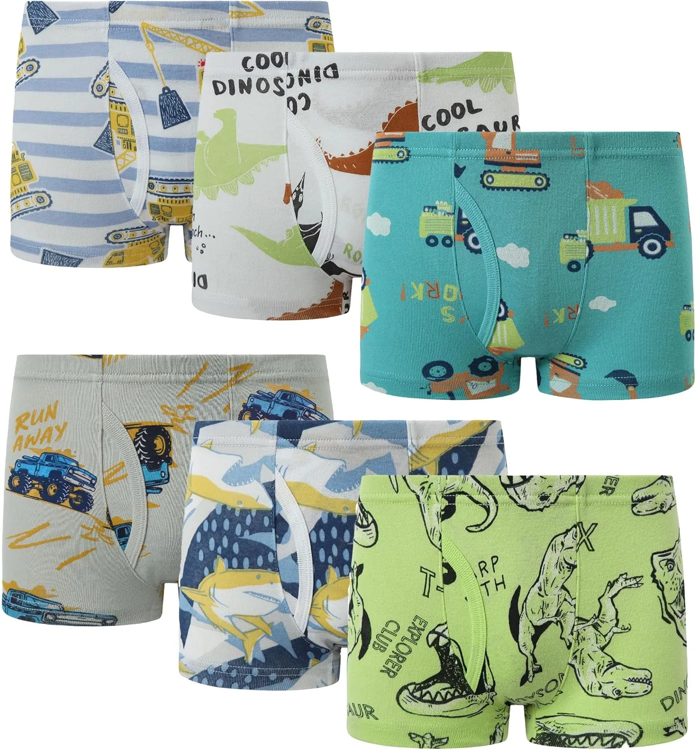 Sladatona Boys Boxer Briefs Shorts Cotton Dinosaur Shark Baby Toddler Underwear for Kids Boy 3/6 Pack
