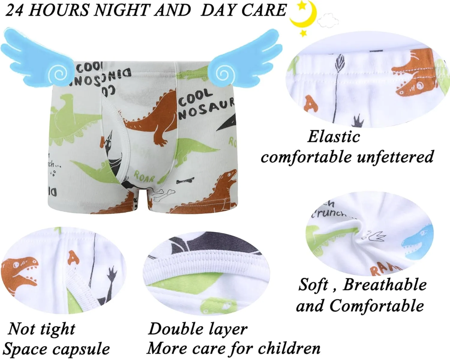 Sladatona Boys Boxer Briefs Shorts Cotton Dinosaur Shark Baby Toddler Underwear for Kids Boy 3/6 Pack