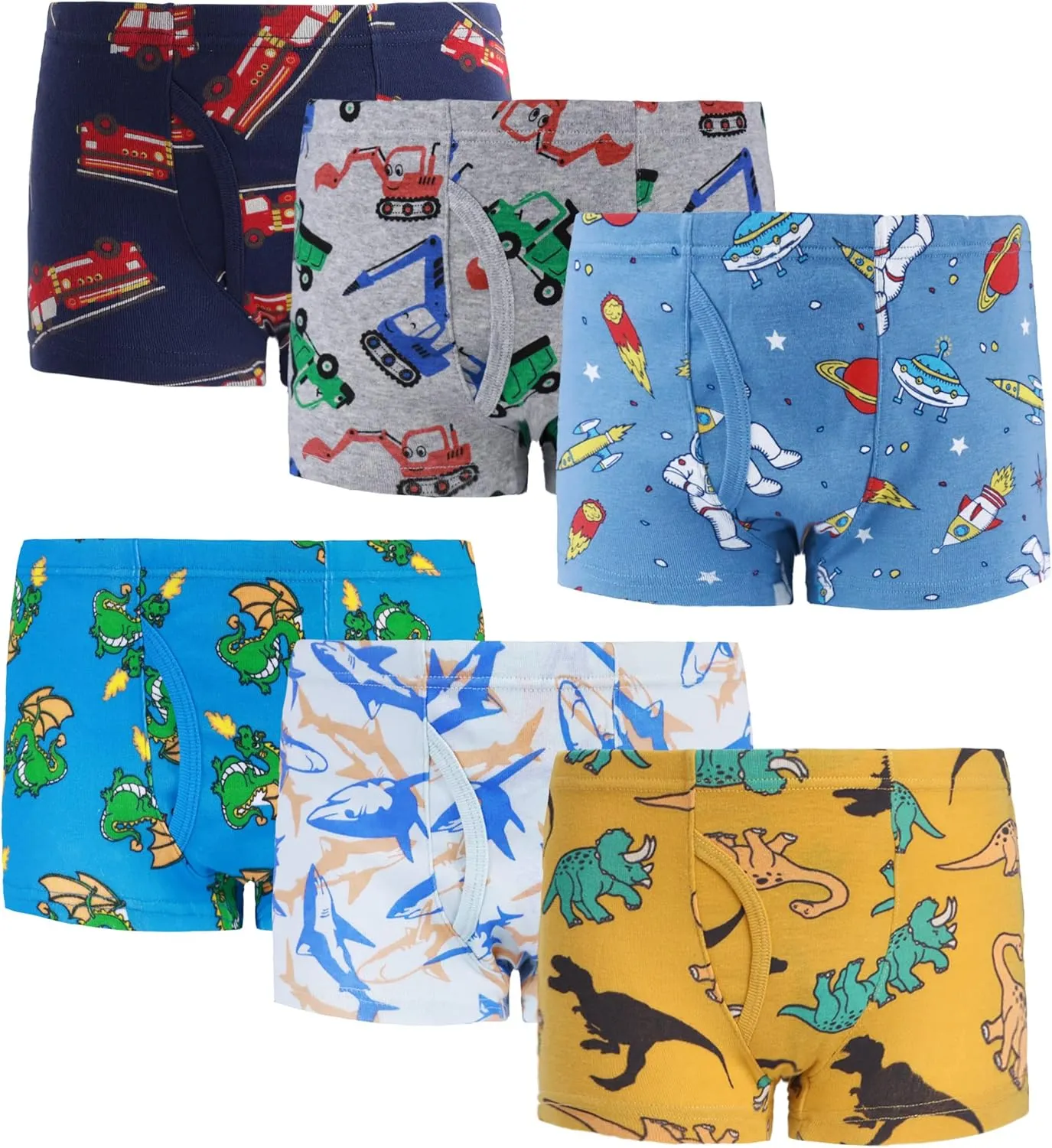 Sladatona Boys Boxer Briefs Shorts Cotton Dinosaur Shark Baby Toddler Underwear for Kids Boy 3/6 Pack