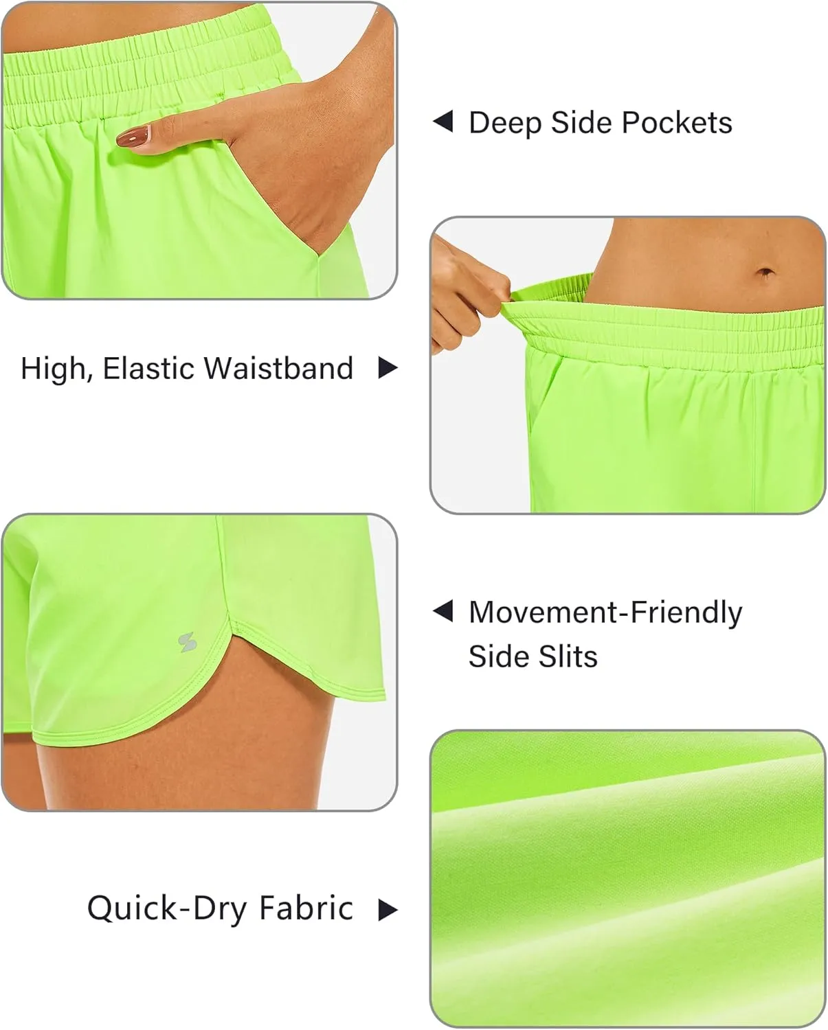 Stelle Womens 3" Running Shorts Mesh Liner High Waisted Workout Shorts Quick Dry Dolphin Athletic Shorts with Pockets