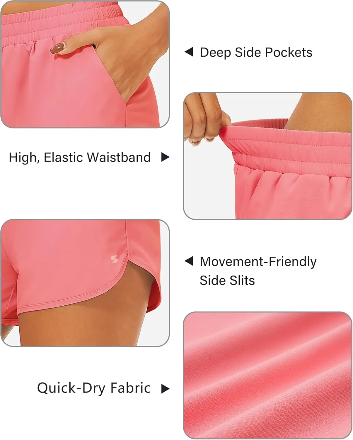 Stelle Womens 3" Running Shorts Mesh Liner High Waisted Workout Shorts Quick Dry Dolphin Athletic Shorts with Pockets