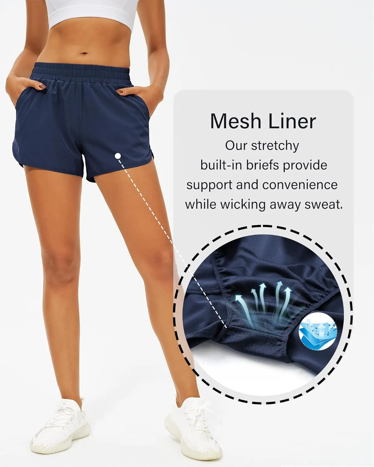 Stelle Womens 3" Running Shorts Mesh Liner High Waisted Workout Shorts Quick Dry Dolphin Athletic Shorts with Pockets
