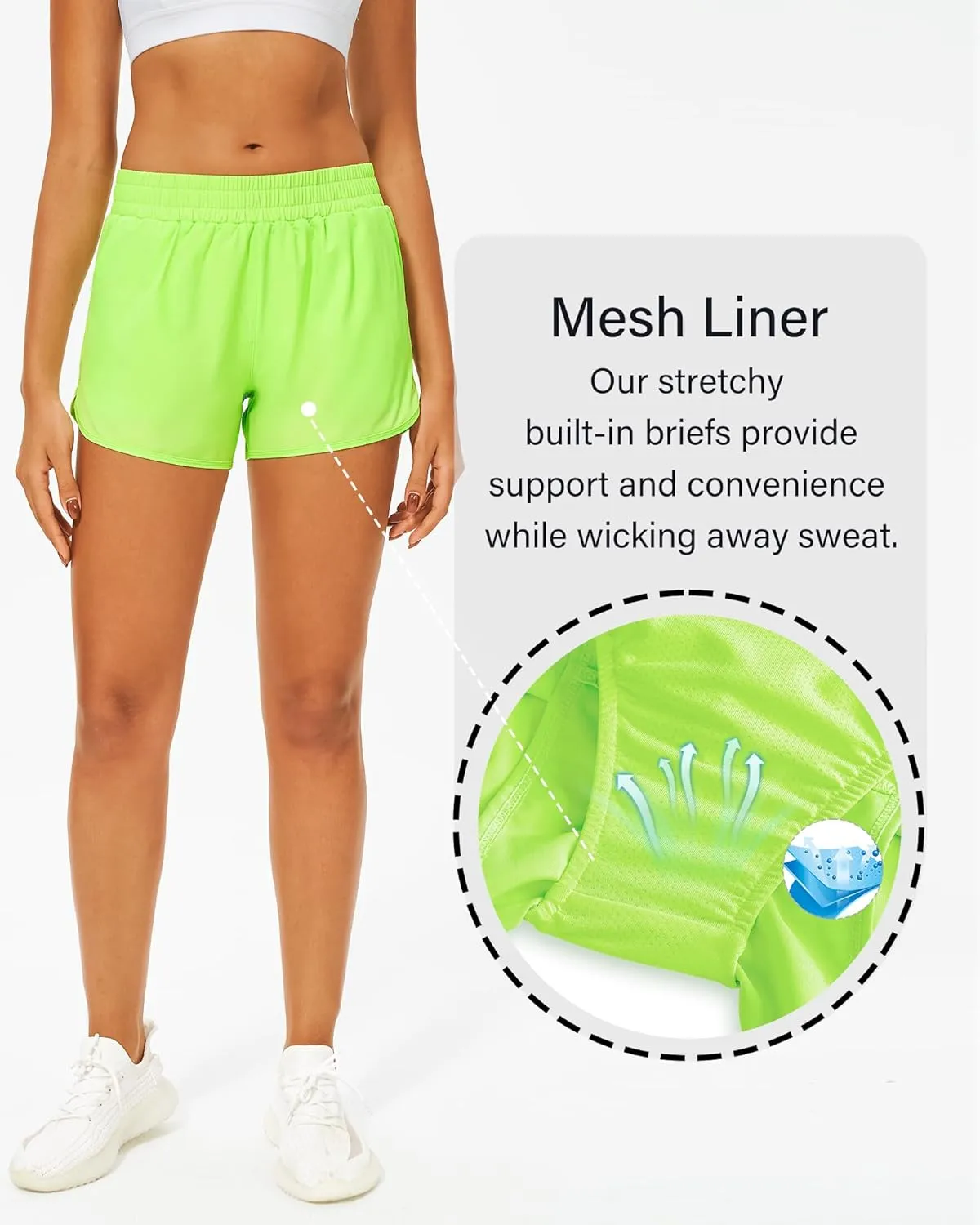 Stelle Womens 3" Running Shorts Mesh Liner High Waisted Workout Shorts Quick Dry Dolphin Athletic Shorts with Pockets